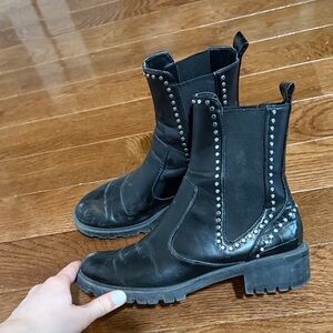 Zara Black Studded Chelsea Ankle Boots